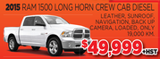 2015 Ram 1500 Long Horn Crew Cab Diesel for Sale in Toronto